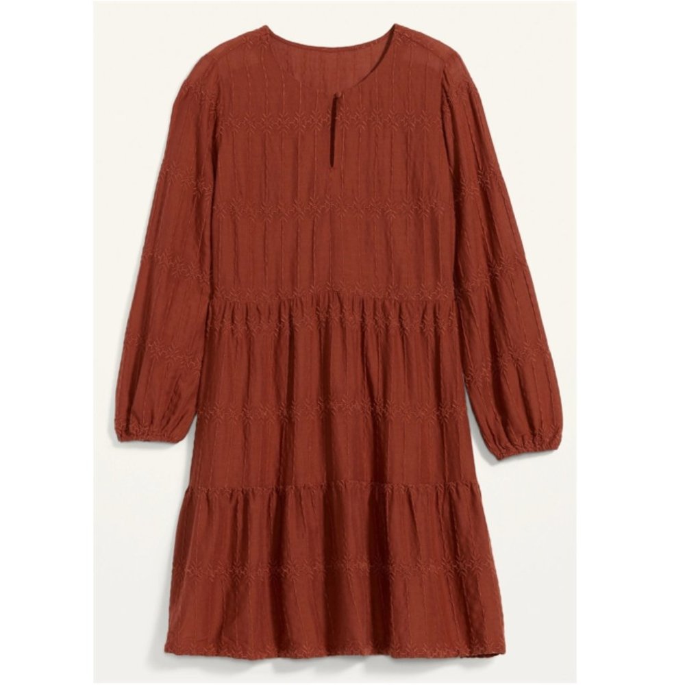 Old Navy Embroidered Tiered-Hem Swing Dress